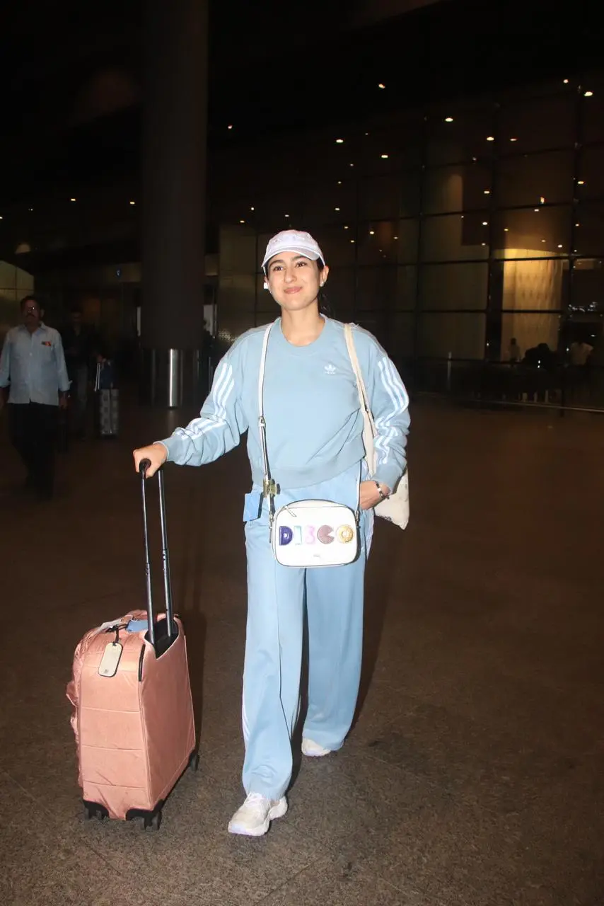 Bollywood's style icon, Sara Ali Khan, exuded elegance at the airport as she donned a chic yet comfortable ensemble